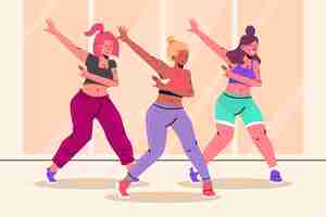 Free vector organic flat dance fitness class illustrated