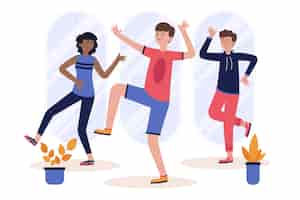 Free vector organic flat dance fitness class illustration with people