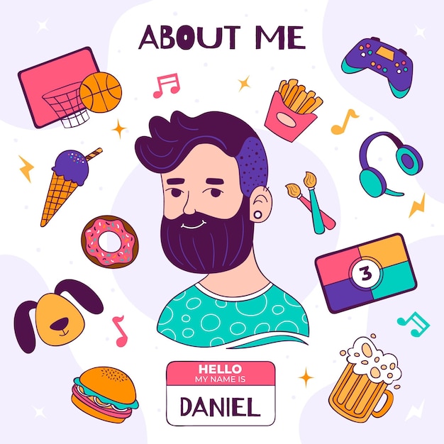 Free vector organic flat design about me concept