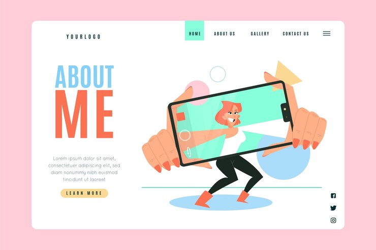 Free Vector organic flat design about me web template illustrated