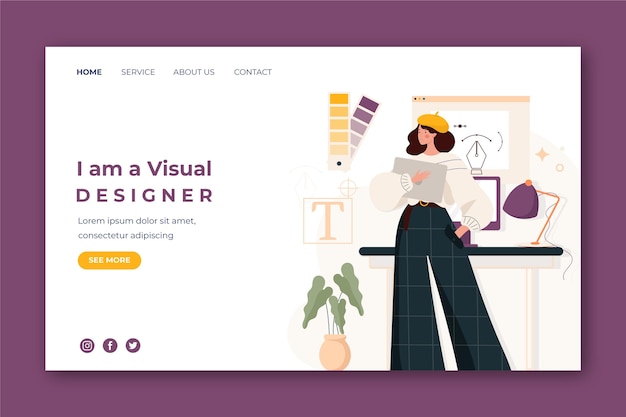 Free vector organic flat design about me web template illustrated