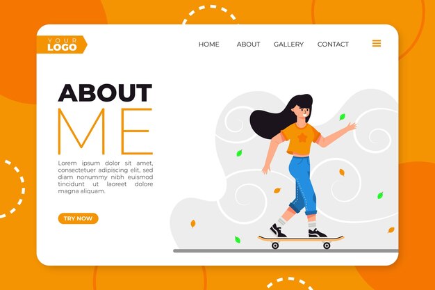 Free vector organic flat design about me web template