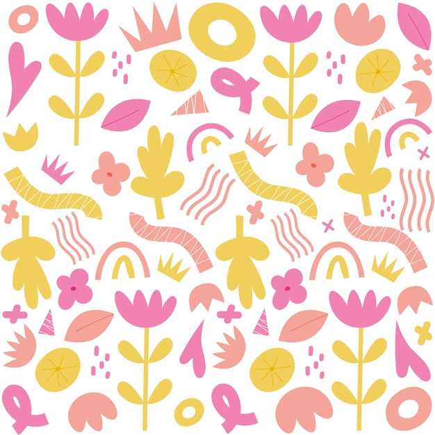 Organic flat design abstract floral pattern