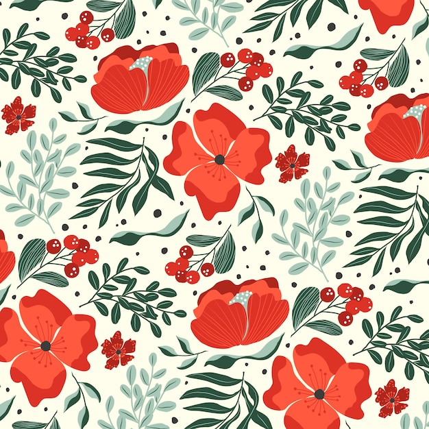 Organic flat design abstract floral pattern