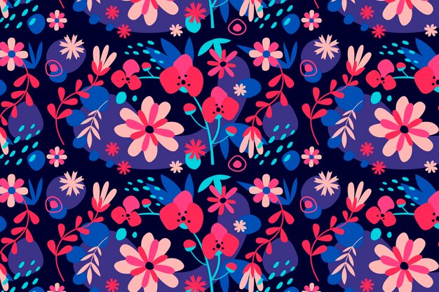 Organic flat design abstract floral pattern