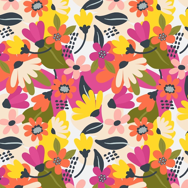 Free vector organic flat design abstract floral pattern