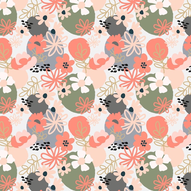 Free vector organic flat design abstract floral pattern