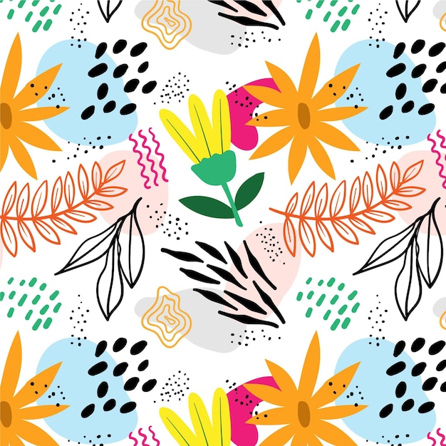 Free vector organic flat design abstract floral pattern