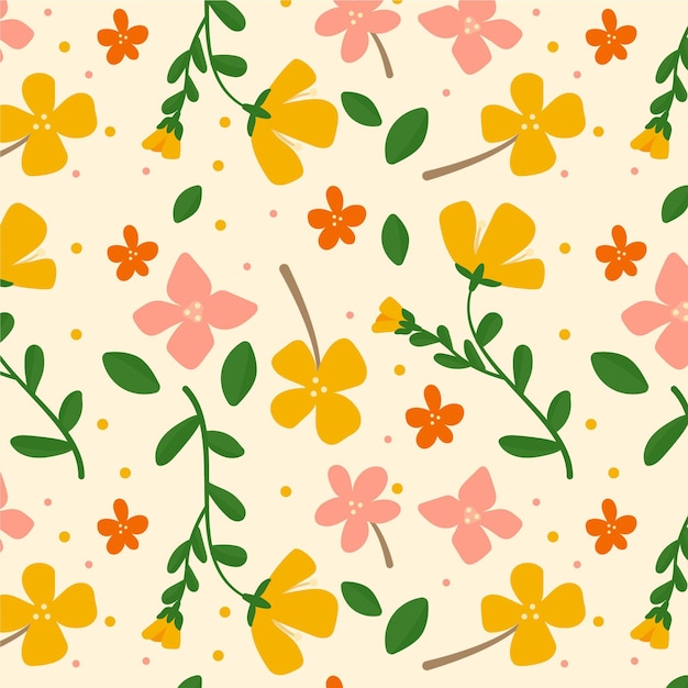 Organic flat design abstract floral pattern