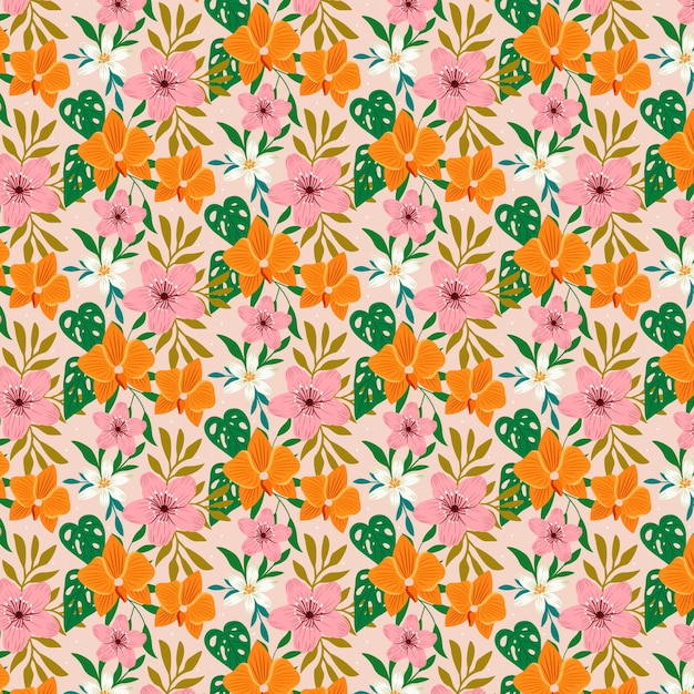 Organic flat design abstract floral pattern