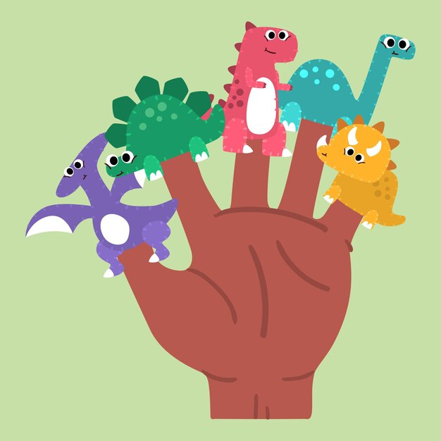 Organic flat design finger puppet set