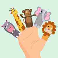 Free vector organic flat design finger puppets set