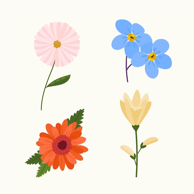 Free vector organic flat design flowers collection