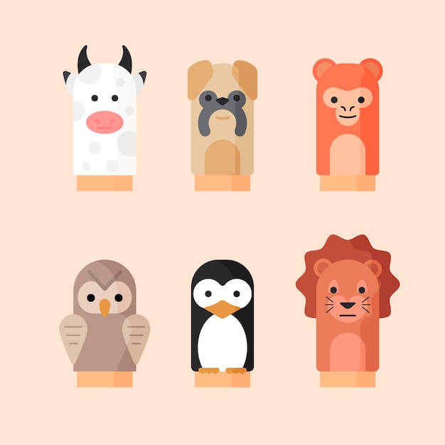 Organic flat design hand puppets collection