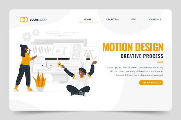 Free vector organic flat design motiongraphics landing page