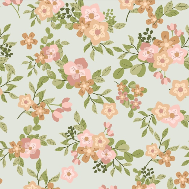 Free vector organic flat design pressed flowers pattern