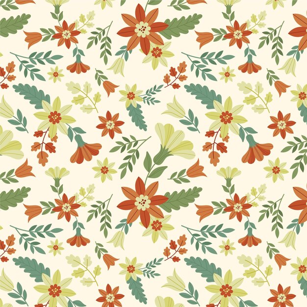 Organic flat design pressed flowers pattern