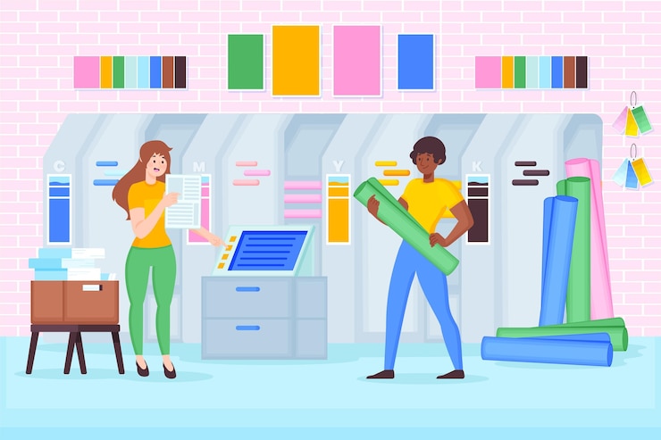 Free Vector organic flat design printing industry