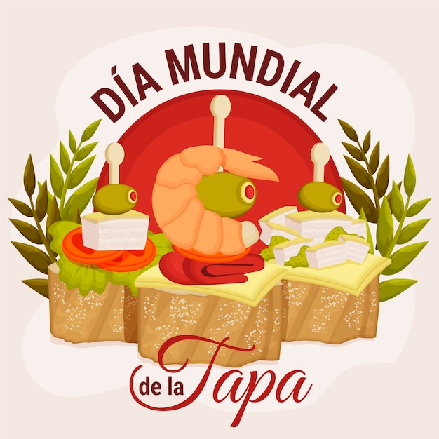 Illustrazione di piatto biologico dia mundial de la tapa