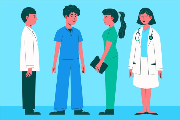 Free vector organic flat doctors and nurses illustration