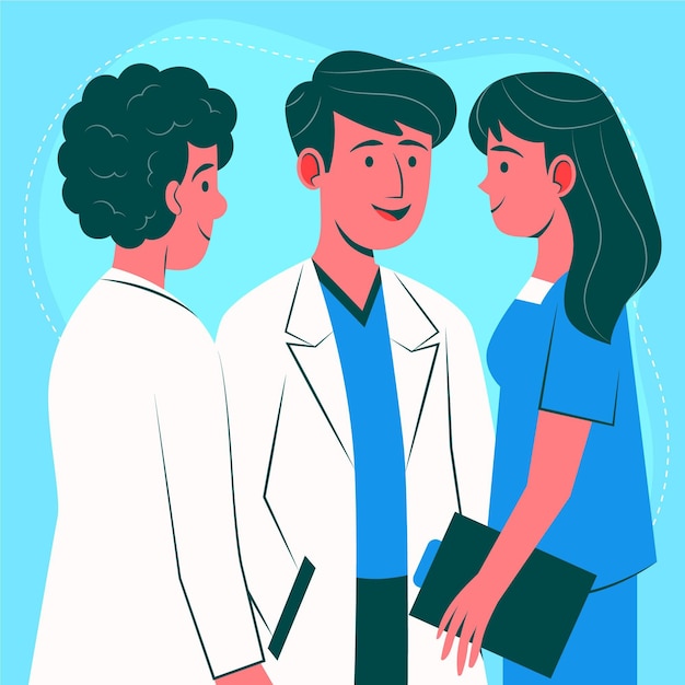 Organic flat doctors and nurses illustration