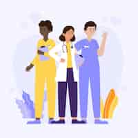 Free vector organic flat doctors and nurses illustration