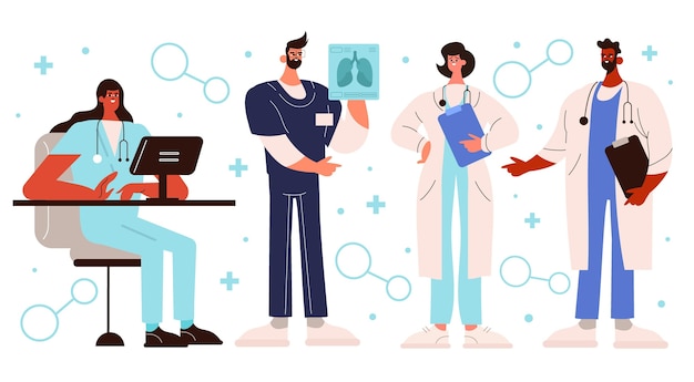 Organic flat doctors and nurses illustration