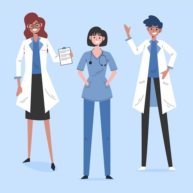 Free vector organic flat doctors and nurses