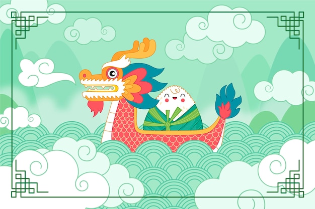 Organic flat dragon boat background