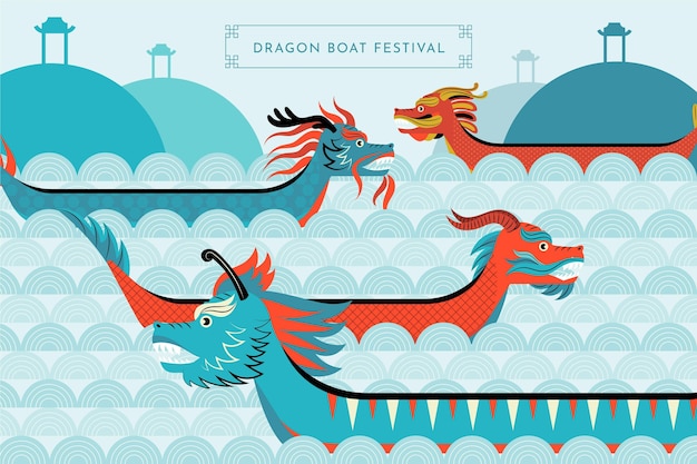 Vettore gratuito collezione organica di dragon boat piatta