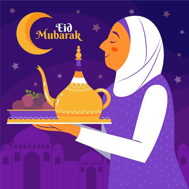 Organic flat eid al-fitr illustration