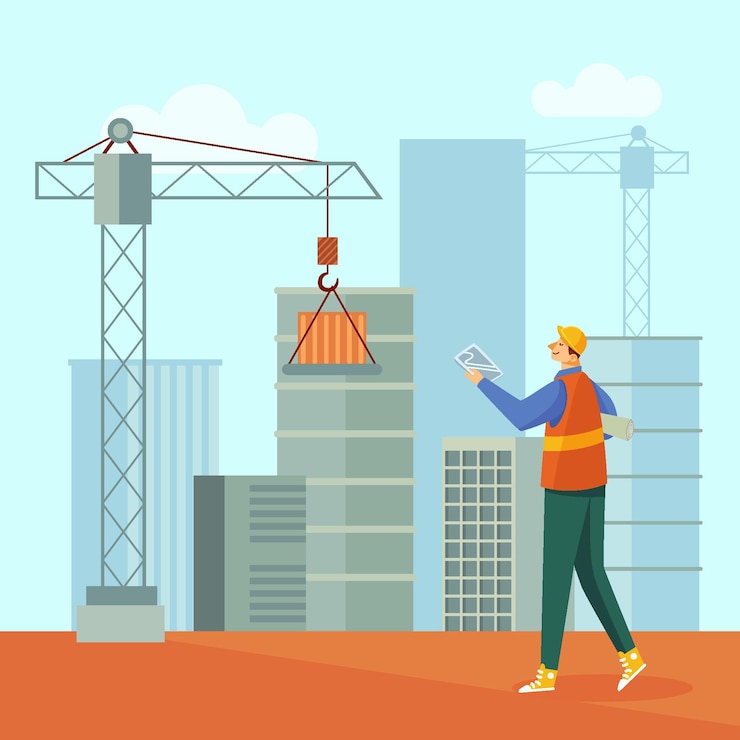 Free Vector organic flat engineer working on construction