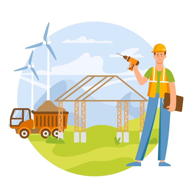 Free vector organic flat engineers working on construction site illustration