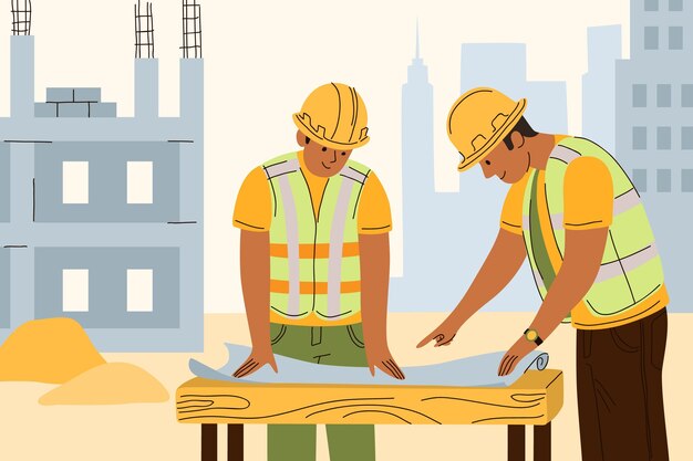 建設に取り組んでいる有機エンジニア 無料のベクター