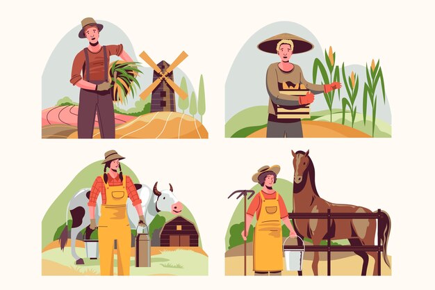 유기 평면 농업 직업 컬렉션