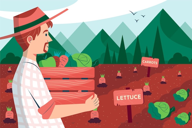 Free vector organic flat farming profession illustrated