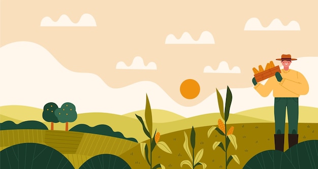 Иллюстрация профессии органического плоского земледелия Бесплатные векторы