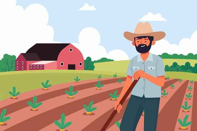 Бесплатное векторное изображение Иллюстрация профессии органического плоского земледелия