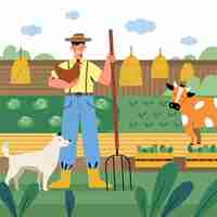 Free vector organic flat farming profession