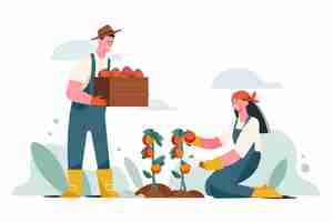 Free vector organic flat farming profession