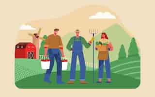 Free vector organic flat farming profession