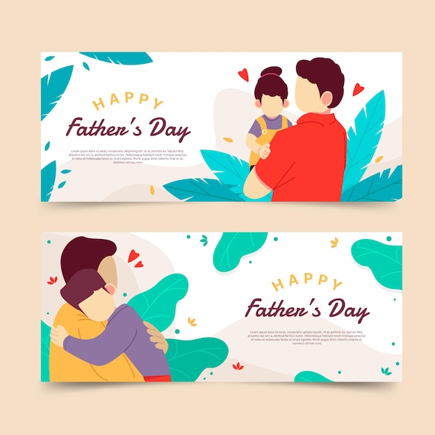 Free vector organic flat father's day banners set