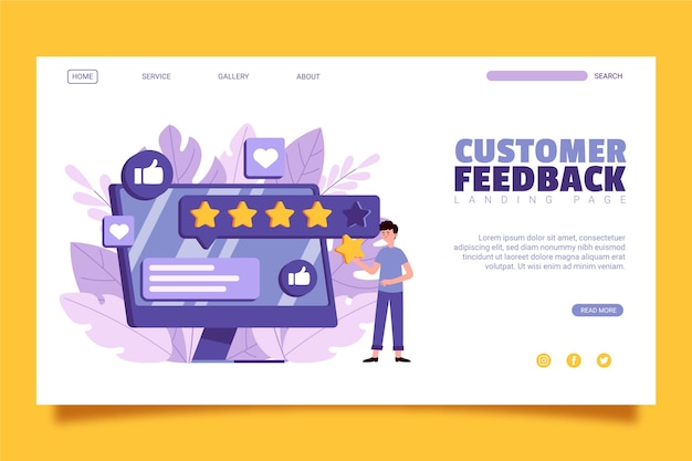 Free vector organic flat feedback landing page template