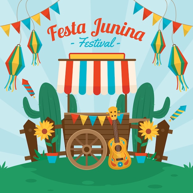 Organic flat festa junina illustration