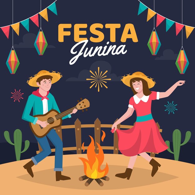 organic flat festa junina illustration