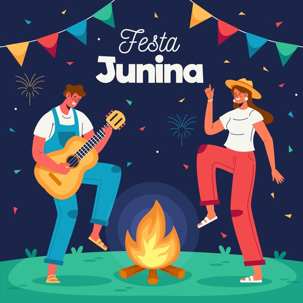 Органическая плоская иллюстрация festa junina