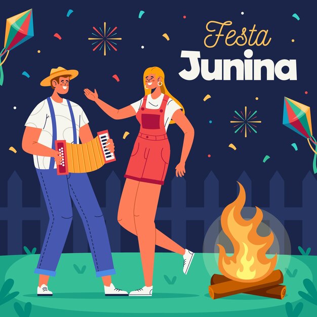 Organic flat festa junina illustration