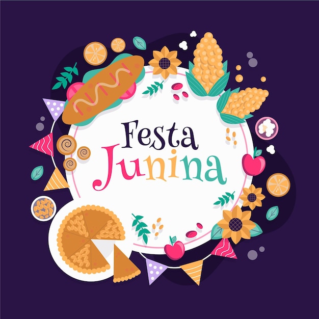 Illustrazione di festa junina piatta organica