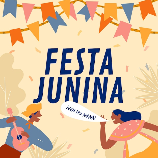 Organic flat festa junina illustration