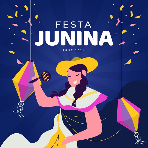 Organic flat festa junina illustration